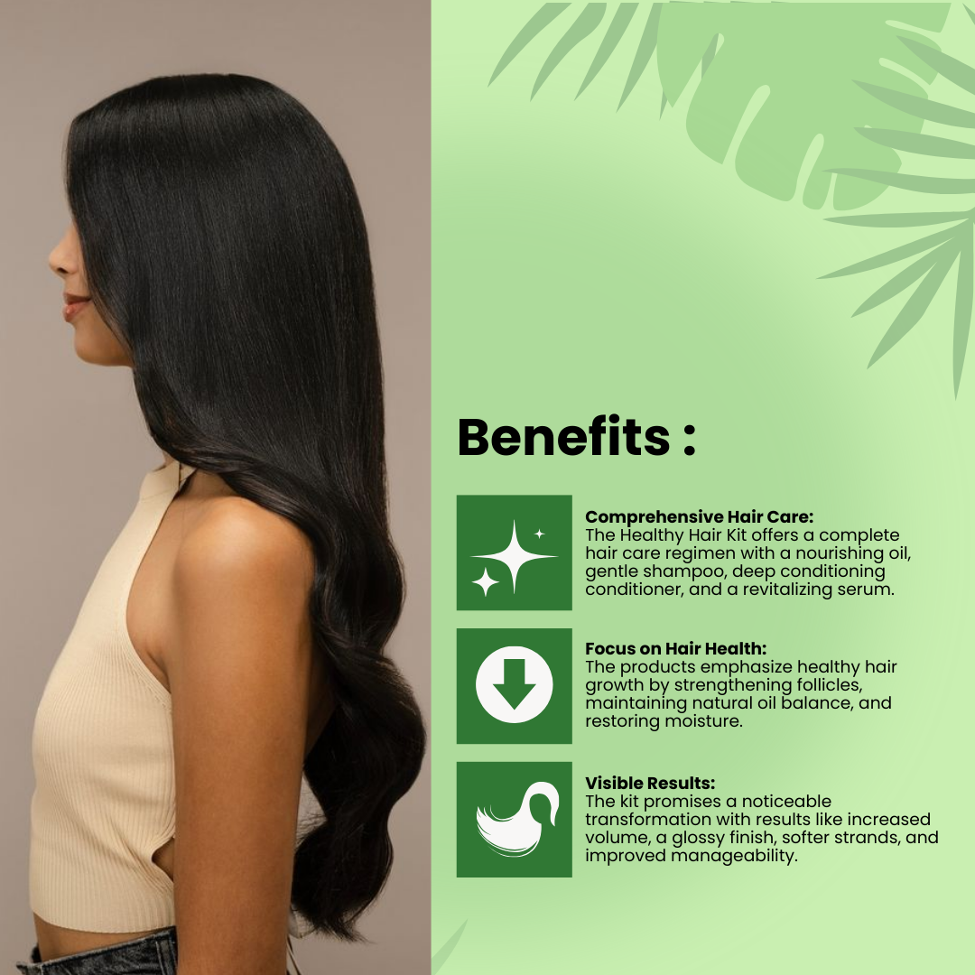 The Ultimate Healthy Hair Kit Boosts hair Growth | Shiny and Silkier Hair | Reduces hairfall | Repair Dry and damaged hair