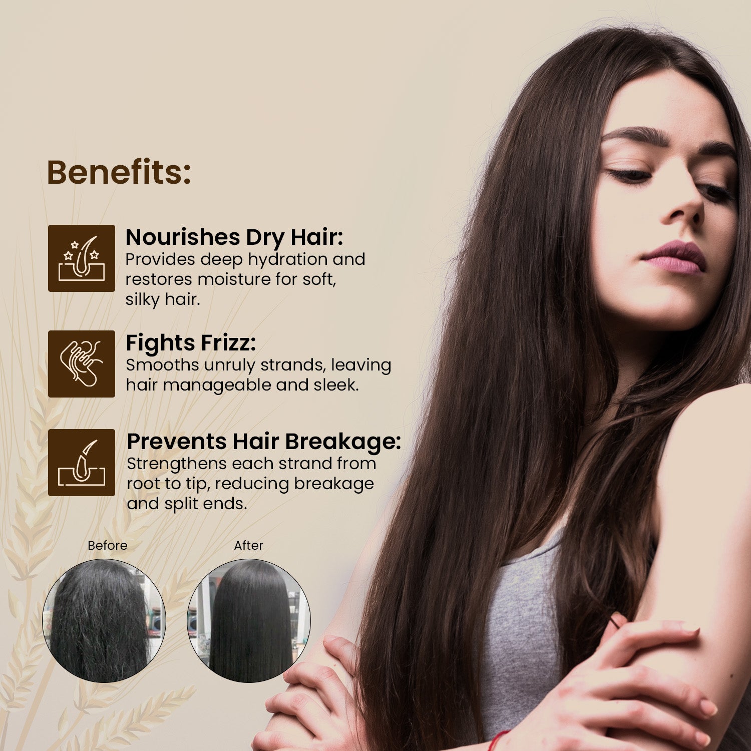 Hair Conditioner With Rice Protein & Starch For Frizz Free Hair 150ML Nourishes Dry hair | Flights Frizz | Prevents hair Breakage