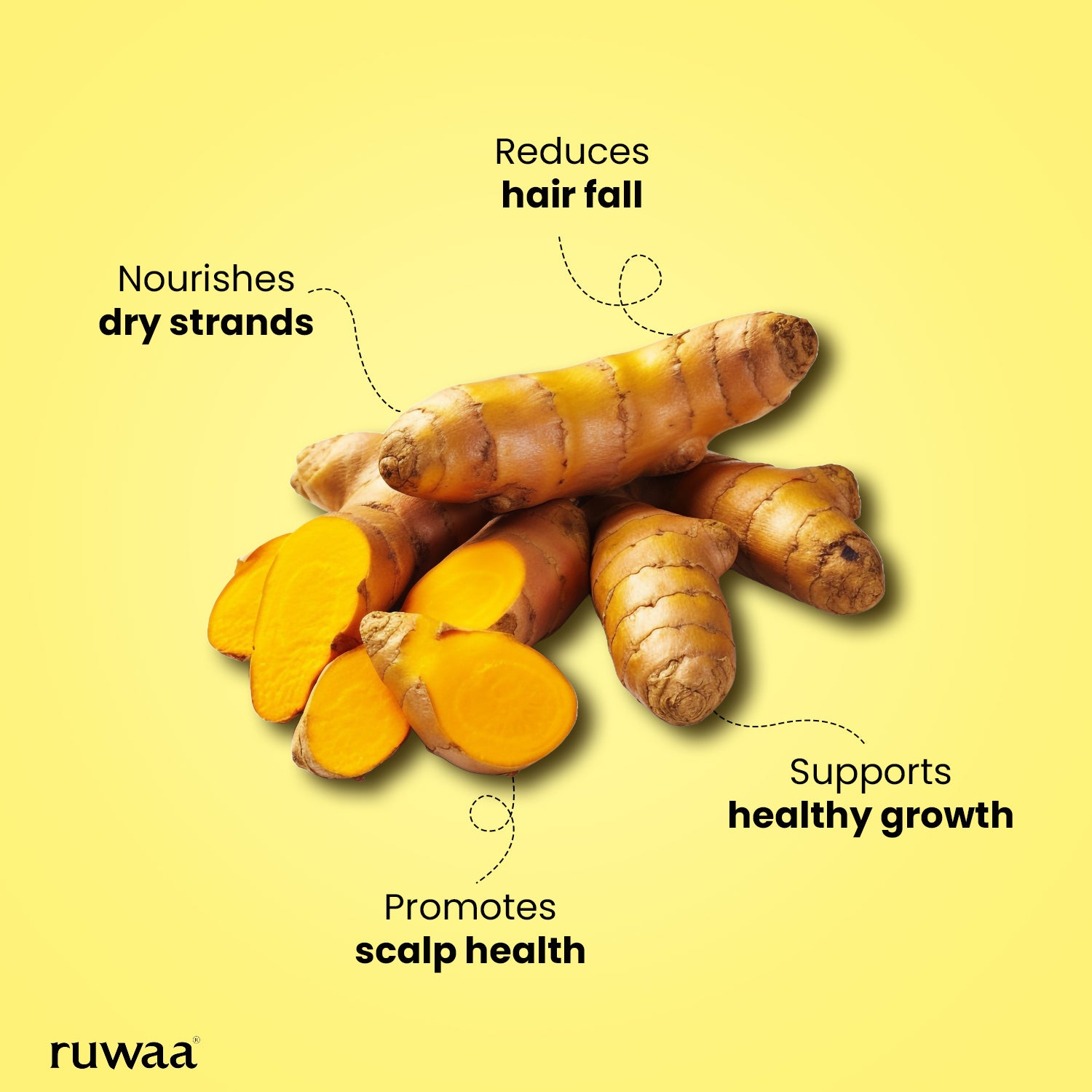 Ruwaa Turmeric Root Hair Fall Defense Shampoo Reduces Hair Fall by up to 83% | Strengthens Follicles | Promotes Thicker Healthier Hair