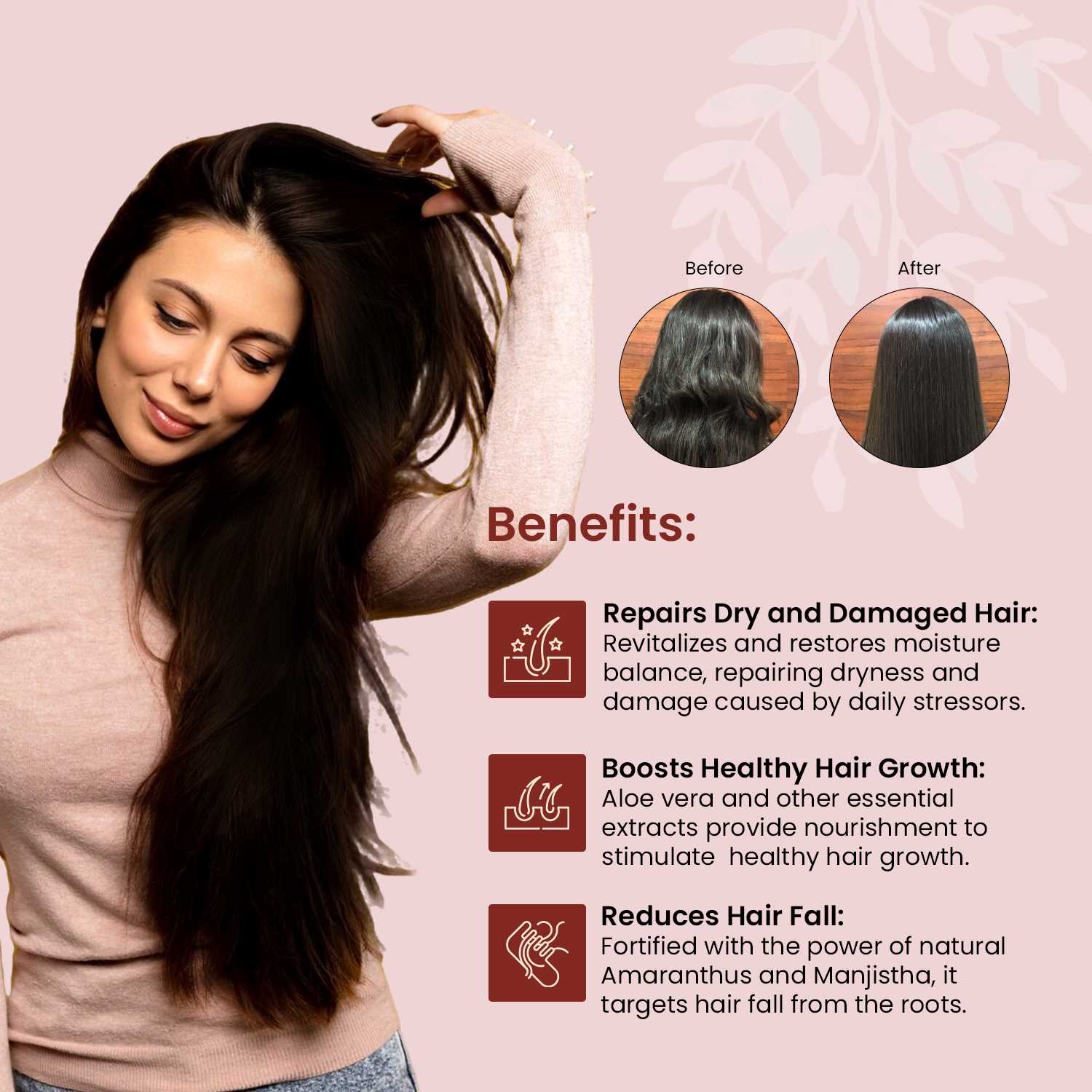 Ruwaa Daily Care Rejuvenation Shampoo with Amaranthus Extract 300ML Reduces hair Fall | Boosts healthy hair growth | Repair dry and damaged hair