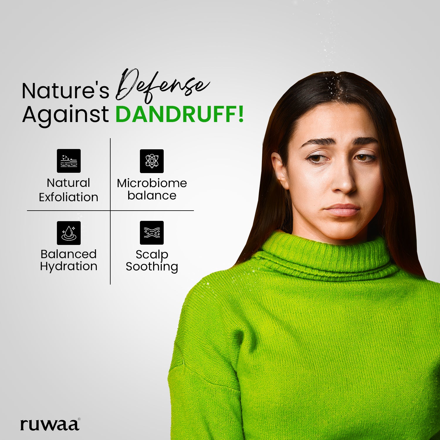 Ruwaa Anti-Dandruff Shampoo with Black Pepper Clinically Proven to Eliminate Dandruff | Soothe Itchy Scalp | Inhibit 100% of Dandruff-Causing Agents